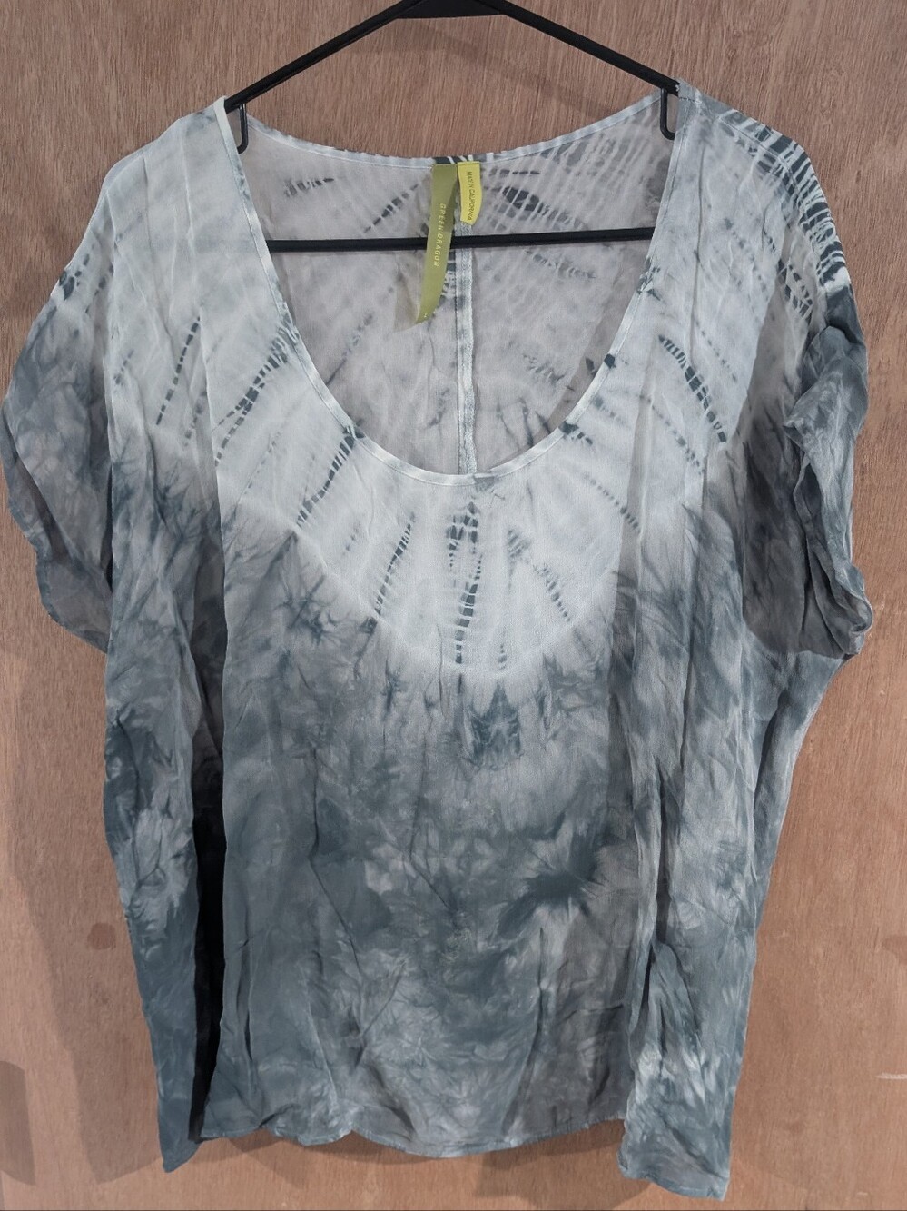 Green Dragon Gray Tie-Dye Scoop Neck Tunic